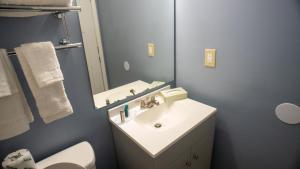 普兰菲尔德Ashley Motel的一间带水槽、卫生间和镜子的浴室