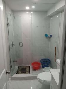 马卡姆壹家民宿Basement1的带淋浴和卫生间的浴室
