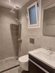 阿尔戈斯托利翁La Casetta的浴室配有卫生间、盥洗盆和淋浴。