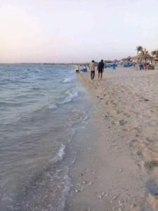 伊斯梅利亚قرية النورس مكتب السعد的一群人在海滩上散步