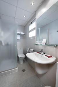 沙比纳尼哥我家酒店的一间带水槽、卫生间和镜子的浴室