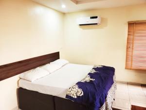 AsoCentral District Apartment (Abuja)的卧室配有一张床,墙上配有空调