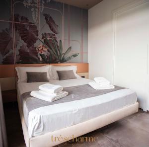 安德里亚Trèscharme的卧室配有白色床和毛巾