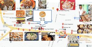 Yong PengColiving room renting Homestay Yong Peng的一张带有餐馆和食物的中国地图
