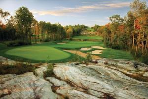 格雷文赫斯特Luxury Resort Villa in Muskoka的享有高尔夫球场的空中景致,