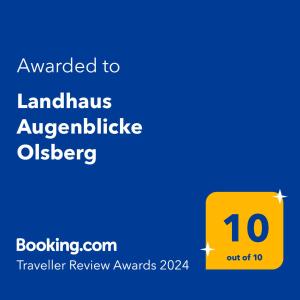 奥尔斯贝格Landhaus Augenblicke Olsberg的上面有黄色标志的数字