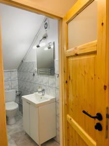 RzędkowiceAgroturystyka Dom Wśród Sosen的浴室配有白色水槽和卫生间。
