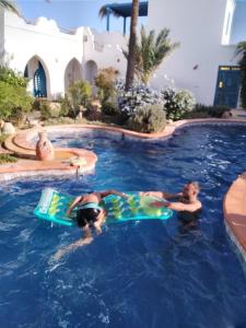 ArkouDar Aladin的两人在度假村的游泳池游泳