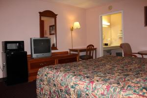 格林维尔Andrew Johnson Inn的酒店客房,配有床和电视