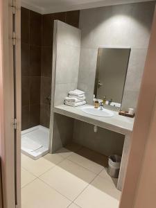 博尼法乔阿马多内塔酒店的一间带水槽和镜子的浴室