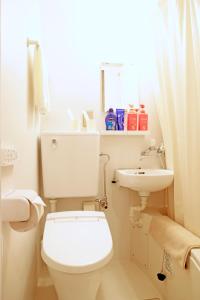 小樽Garden House Umenoya Otaru的白色的浴室设有卫生间和水槽。