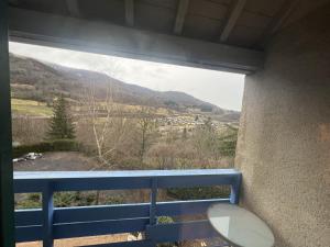 蒂耶扎克Le Castel du Cantal Groupe Village Fani的山景阳台。