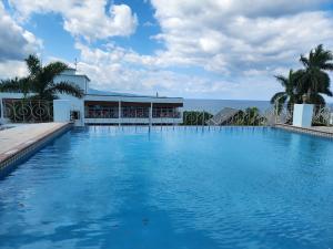 蒙特哥贝Hotel 39 Jamaica的一个大型的游泳池,背景是大海