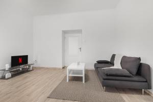 布拉迪斯拉发City Center Suite - Modern & Stylish的带沙发和电视的客厅