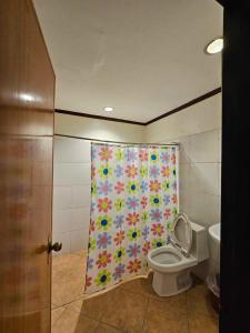 Lapu Lapu CityBeach Side Room The Beach Park-Hadsan的浴室配有带卫生间的淋浴帘