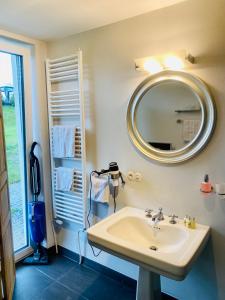 费尔达芬格Mansion Lake Starnberg的一间带水槽和镜子的浴室
