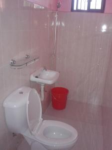 曼巴豪帕布度假屋的白色的浴室设有卫生间和水槽。