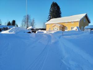 RistijärviRistijärven Pirtti Cottage Village的房屋前有雪覆盖的道路