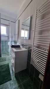 佩纳科瓦Retiro do Viajante的一间带水槽、镜子和淋浴的浴室