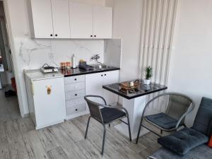 克鲁舍瓦茨CENTRAL的小厨房配有桌椅和柜台。