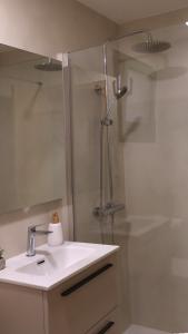 卢阿尔卡CAMBARAL AS DE GUIA的一间带水槽和淋浴的浴室