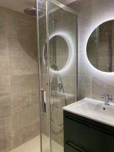 La Chapelle-aux-BoisL'Appart的带淋浴和盥洗盆的浴室