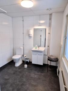 TimråRentalux Apartments at Vivansborg的一间带卫生间、水槽和镜子的浴室