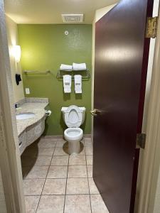 圣安东尼奥六旗住宿酒店及套房的一间带卫生间和水槽的浴室