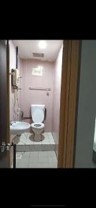 拿笃Hotel Iramanis的一间带卫生间和水槽的浴室