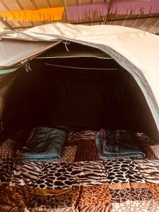 钦纳卡纳Spies Munnar Camping的帐篷内的一个床位房间