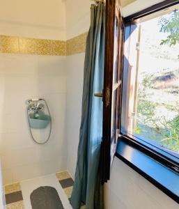 格罗日年Lucky Home - Apartment Art Grožnjan的带淋浴的浴室和窗户