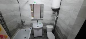 MayevkaОднокомнатная квартира, Новая!的一间带水槽、卫生间和镜子的浴室