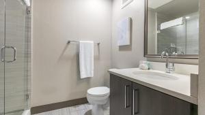 丹佛Landing Modern Apartment with Amazing Amenities (ID1960)的一间带水槽、卫生间和镜子的浴室