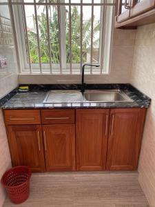 达累斯萨拉姆LuckySmallie 1-Bed Apartment in Goba Dar es Salaam的厨房设有水槽和窗户。