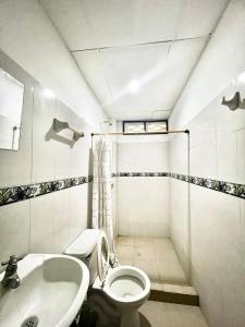 科韦尼亚斯Apartamentos Coveñas的一间带卫生间和水槽的浴室