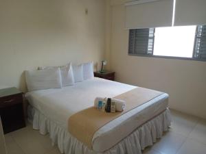圣克鲁斯拉西埃斯特酒店 的卧室配有一张大白色床和窗户