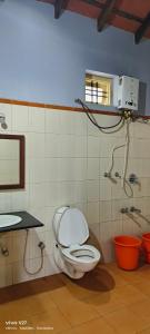 马迪凯里Madhuvana Guest House的一间带卫生间和水槽的浴室