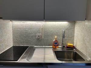 卢加诺Switzerland Apartment Lugano central location的厨房内带水槽的厨房台面