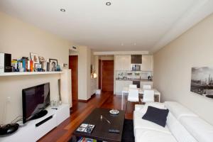 瓦伦西亚One bedroom apartement with wifi at Mislata的客厅配有白色沙发和电视