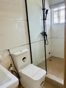 莱基Diaggello Homex Apartment的浴室配有卫生间、淋浴和盥洗盆。