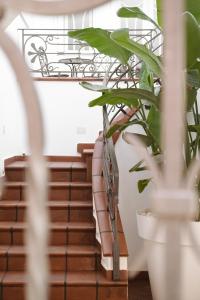 图里ALBERGO DIFFUSO Dimora Rossi Charme的铁轨和植物的楼梯