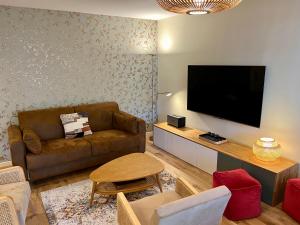 维勒班LuxeZen - SPA的带沙发和平面电视的客厅