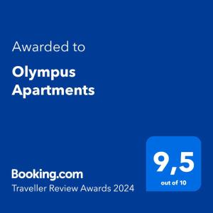 基多Olympus Apartments的蓝屏,标有授予奥林匹克申请者的案文