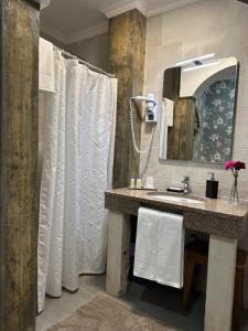 古勒冈卡萨格勒加 赛车德哈比塔宾馆的一间带水槽和镜子的浴室