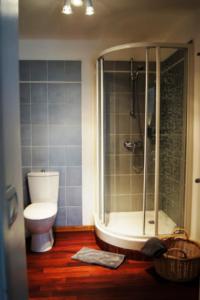 Wambrechies帕林特斯尚布里住宿加早餐旅馆的带淋浴、卫生间和浴缸的浴室