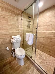 西湾Seven Mile View Condo 3A的一间带卫生间和淋浴的浴室