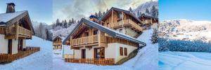 瓦尔莫雷尔CHALET LUMI - Chalet CHALET MAGDALENA pour 6 Personnes 624的雪地滑雪小屋的两张照片