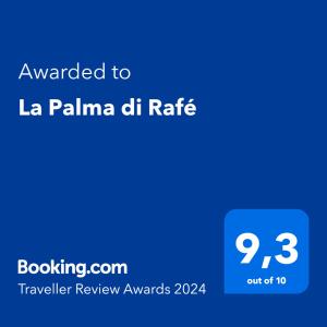 热那亚La Palma di Rafé的蓝色文本框,单词被授予la palma dh 率