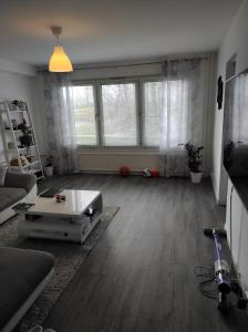 马尔默Privat apartment Bojan的客厅配有沙发和桌子
