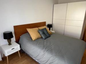 圣达菲Cardenas Home Zafiro的卧室内的一张带两个枕头的床